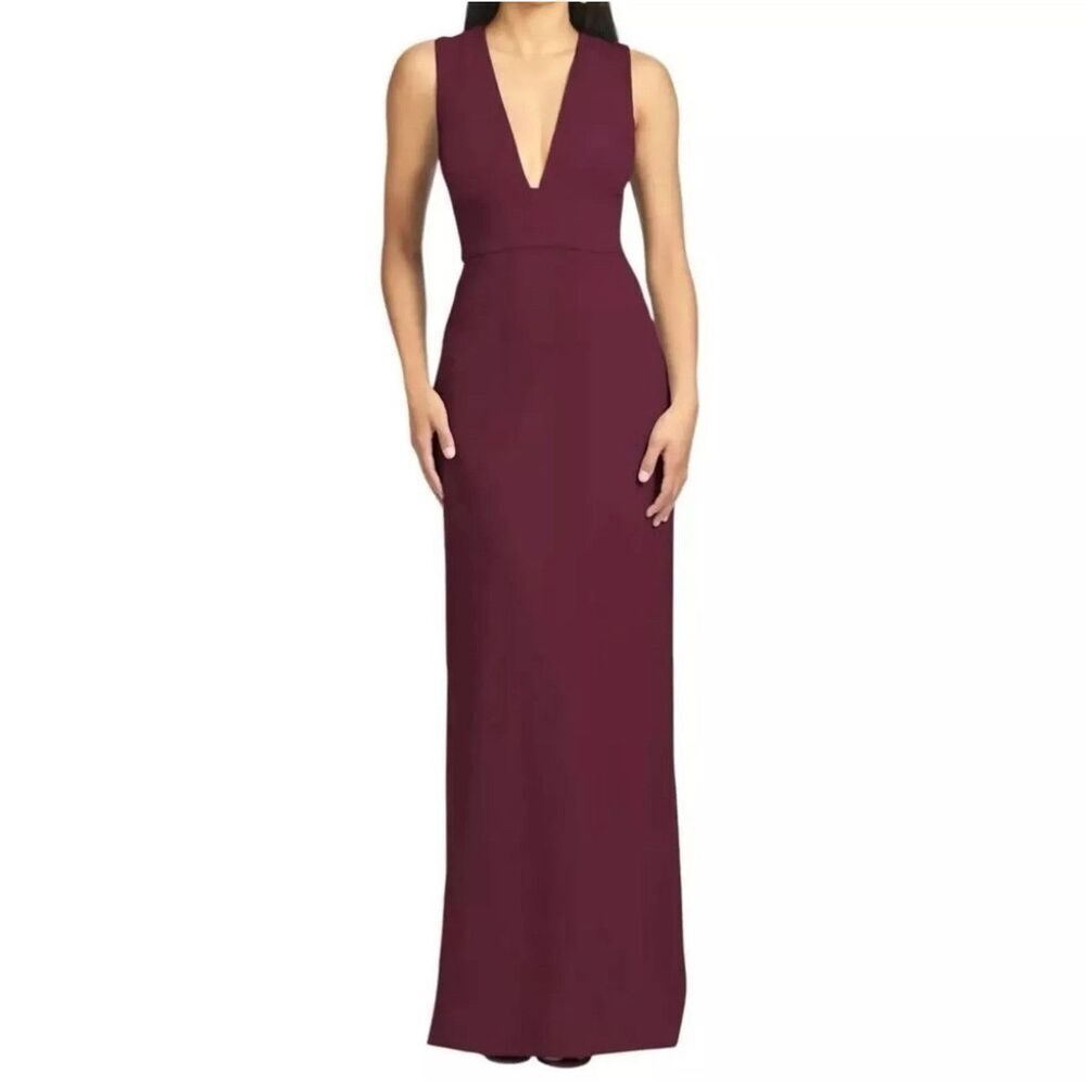Sachin & Babi Loretta Dress Deep Wine Burgundy Plus Sz 18W Crepe Formal Long‎